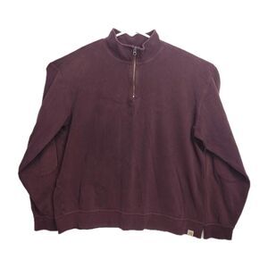 Carhartt 1/4-Zip Sweater Men's 2XL-Tall Burgundy Long Sleeves Logo